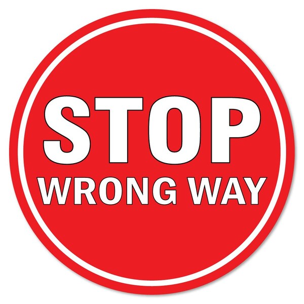 Signmission Stop Wrong Way Non-Slip Floor Graphic, 11in Vinyl Decal, 11" x 11", FD-X-11-99974 FD-X-11-99974 - main